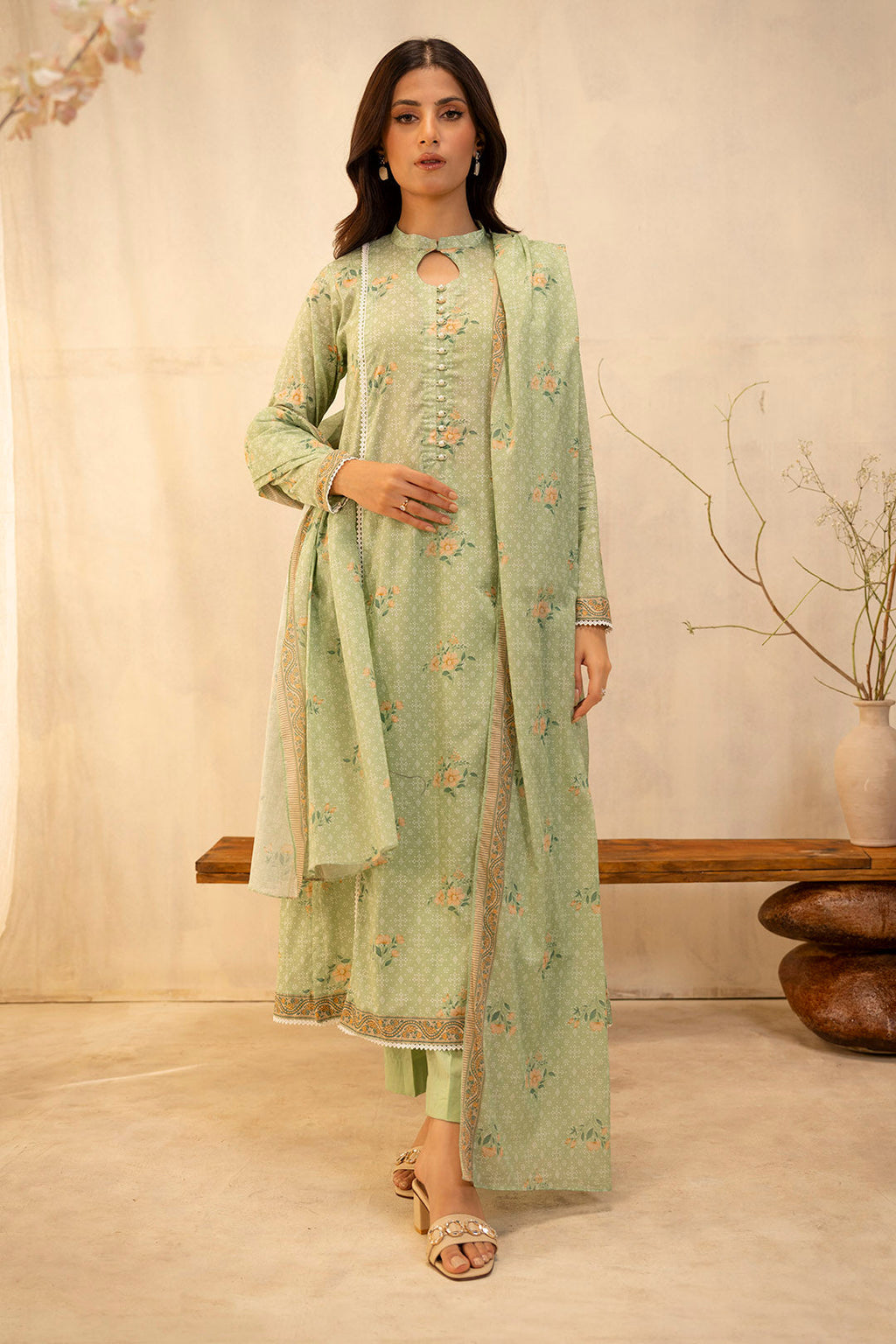 Zellbury | Unstitched 3 Piece Lawn | Shirt Shalwar Dupatta - 0025 - Libasekhas