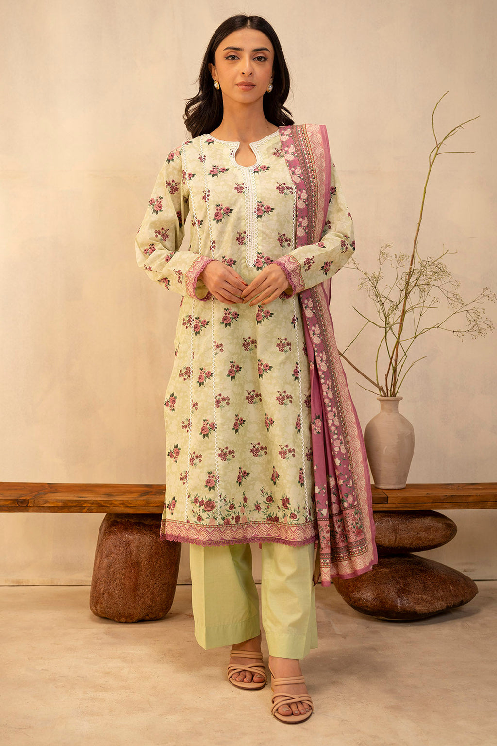 Zellbury | Unstitched 3 Piece Lawn | Shirt Shalwar Dupatta - 0039 - Libasekhas