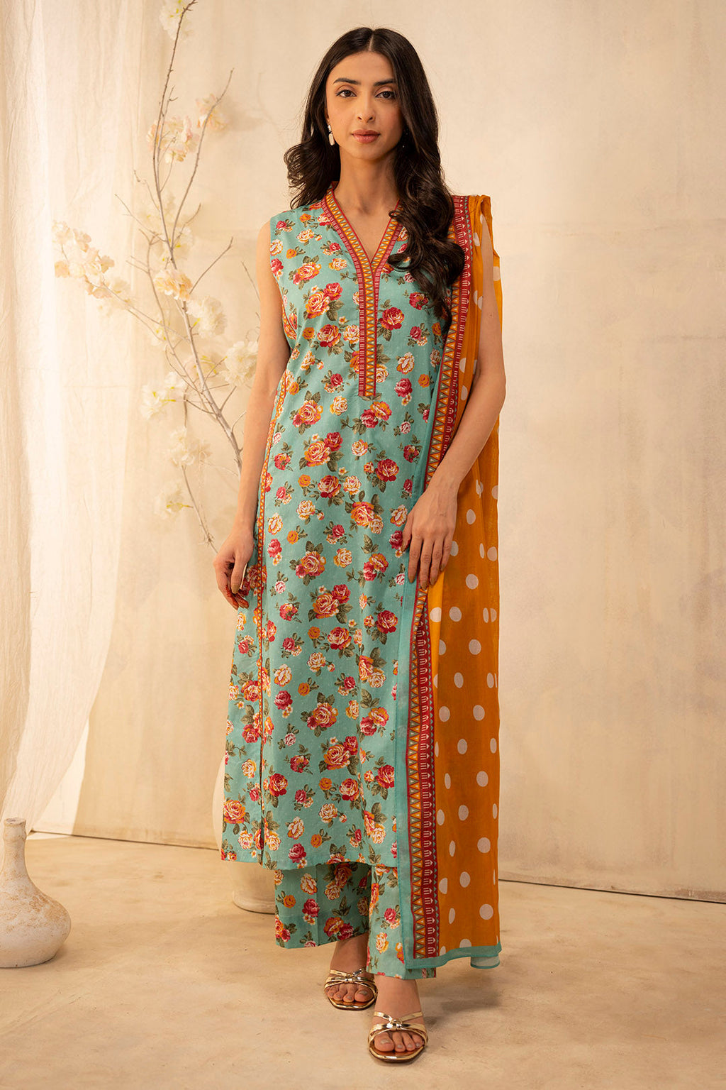 Zellbury | Unstitched 3 Piece Lawn | Shirt Shalwar Dupatta - 0052 - Libasekhas
