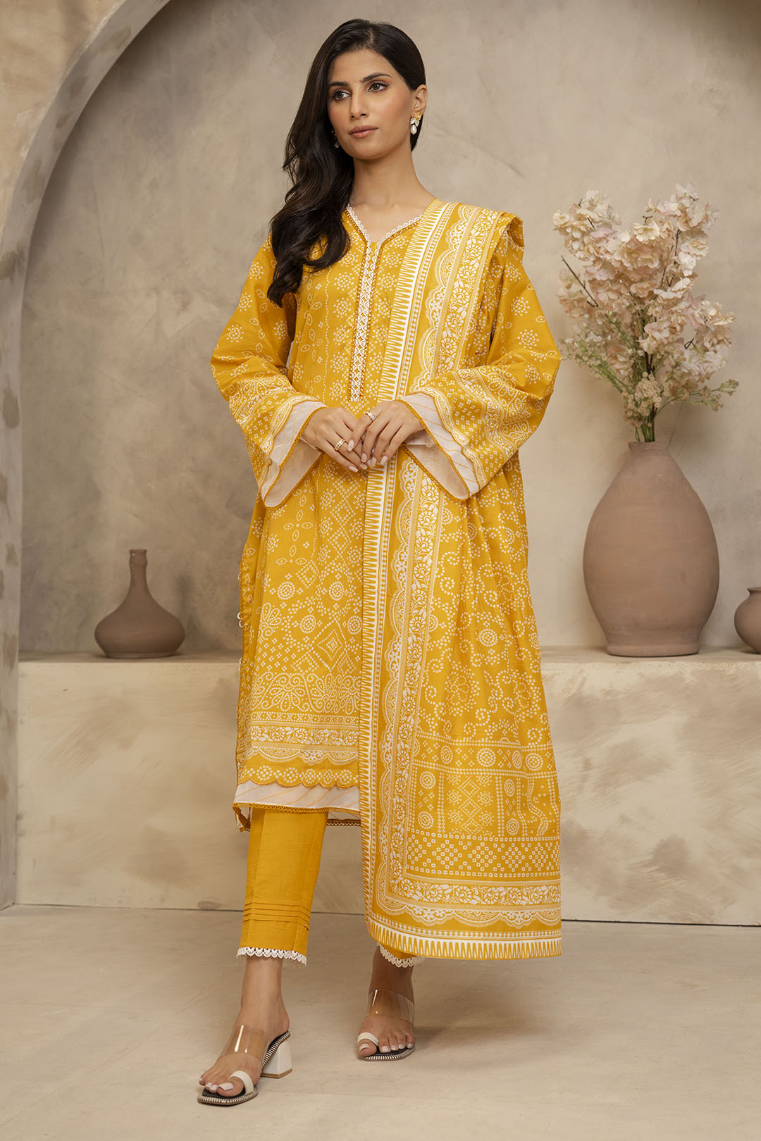 Zellbury | Unstitched 3 Piece Lawn | Shirt Shalwar Dupatta - 0056 - Libasekhas