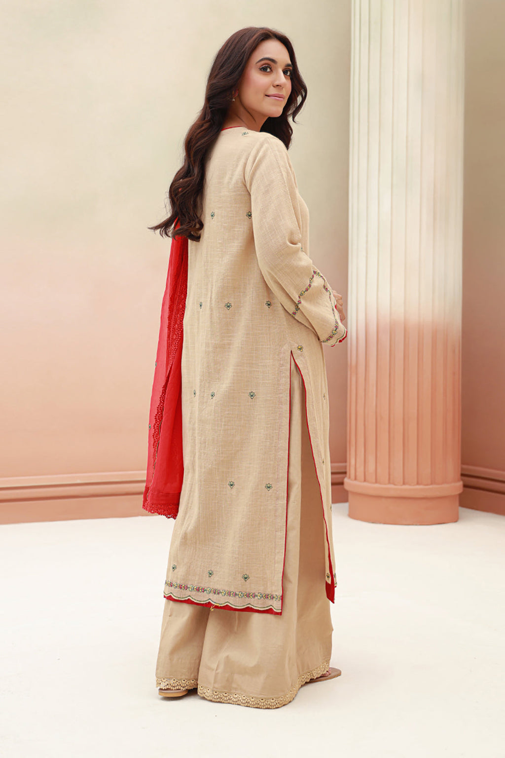 Zellbury | Unstitched 3 Piece Khaddar | Embroidered Shirt Shalwar Dupatta - 0847 - Libasekhas