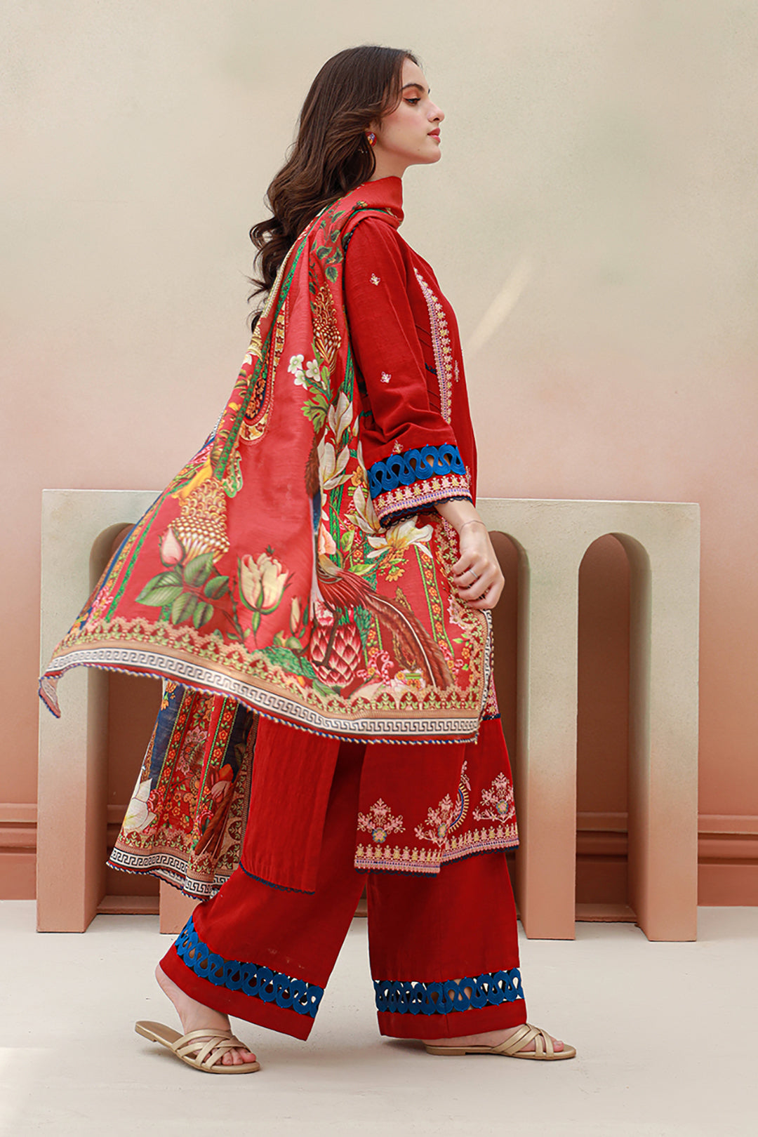 Zellbury | Unstitched 3 Piece Khaddar | Embroidered Shirt Shalwar Dupatta - 0848 - Libasekhas