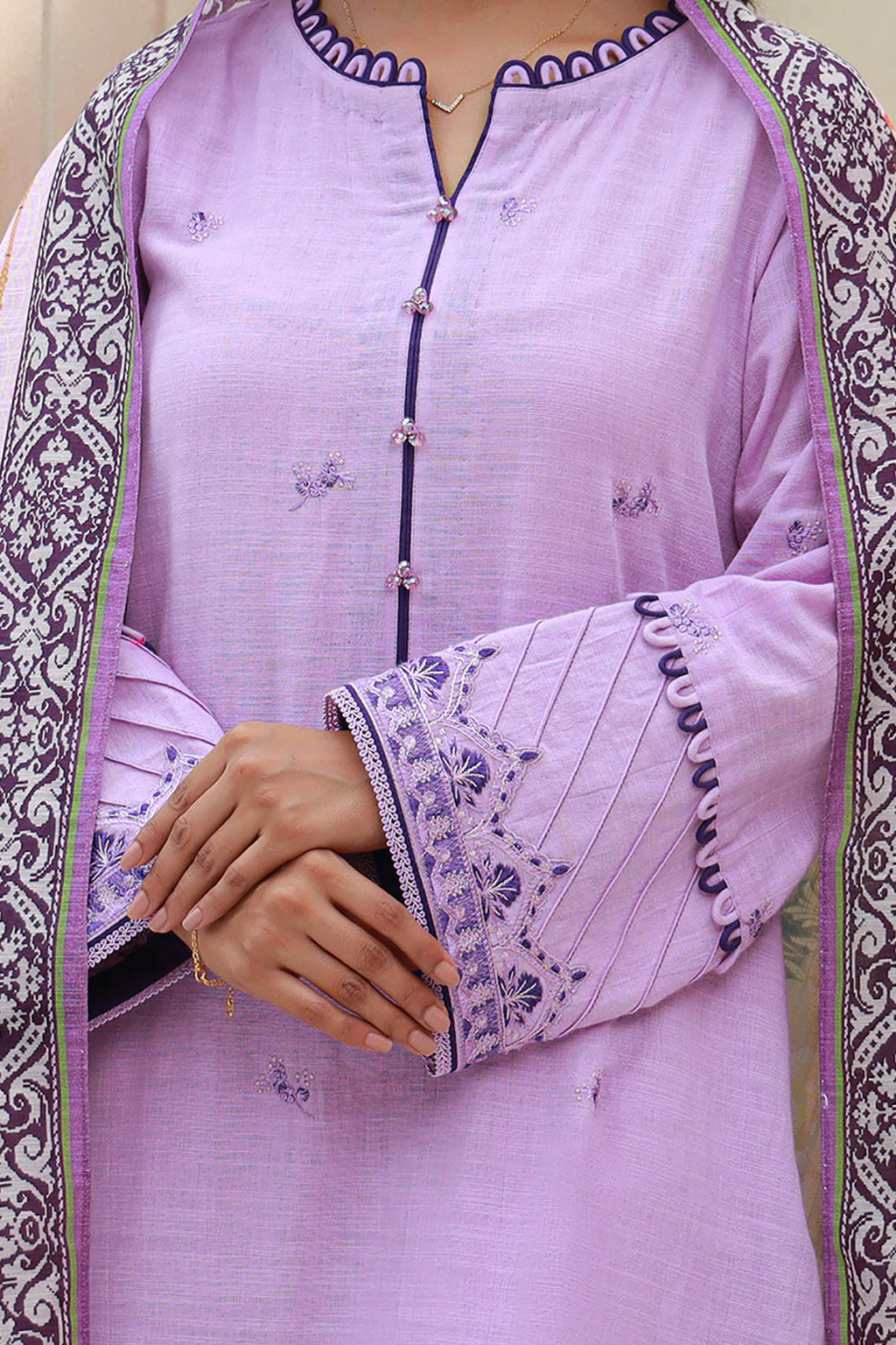 Zellbury | Unstitched 3 Piece Khaddar | Embroidered Shirt Shalwar Dupatta - 0854 - Libasekhas