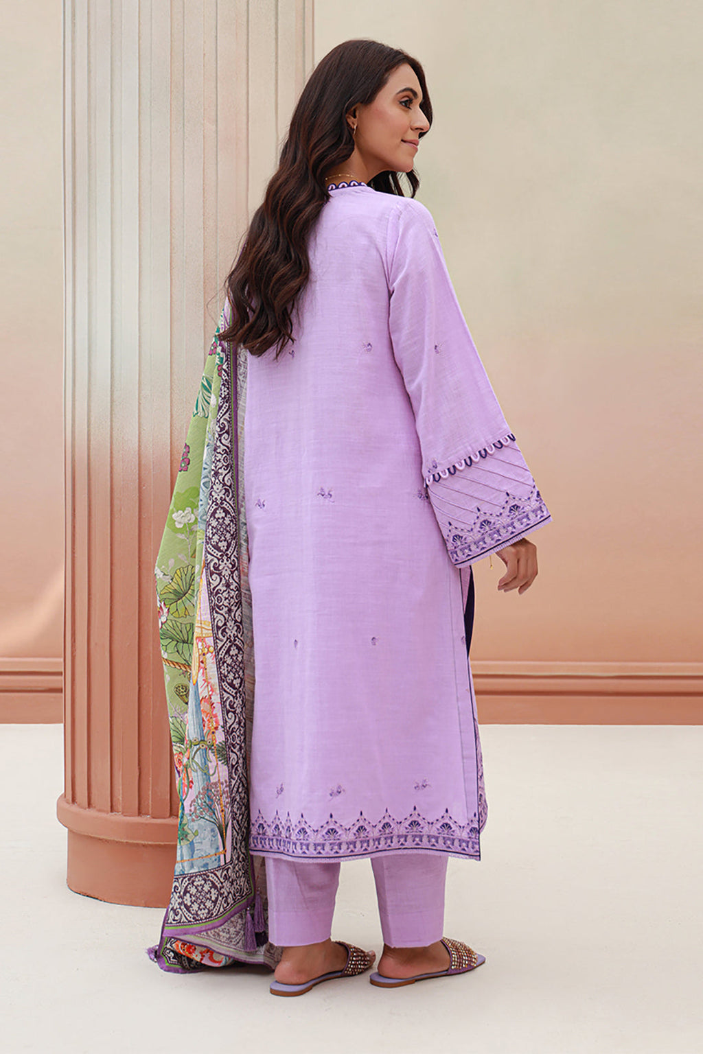 Zellbury | Unstitched 3 Piece Khaddar | Embroidered Shirt Shalwar Dupatta - 0854 - Libasekhas