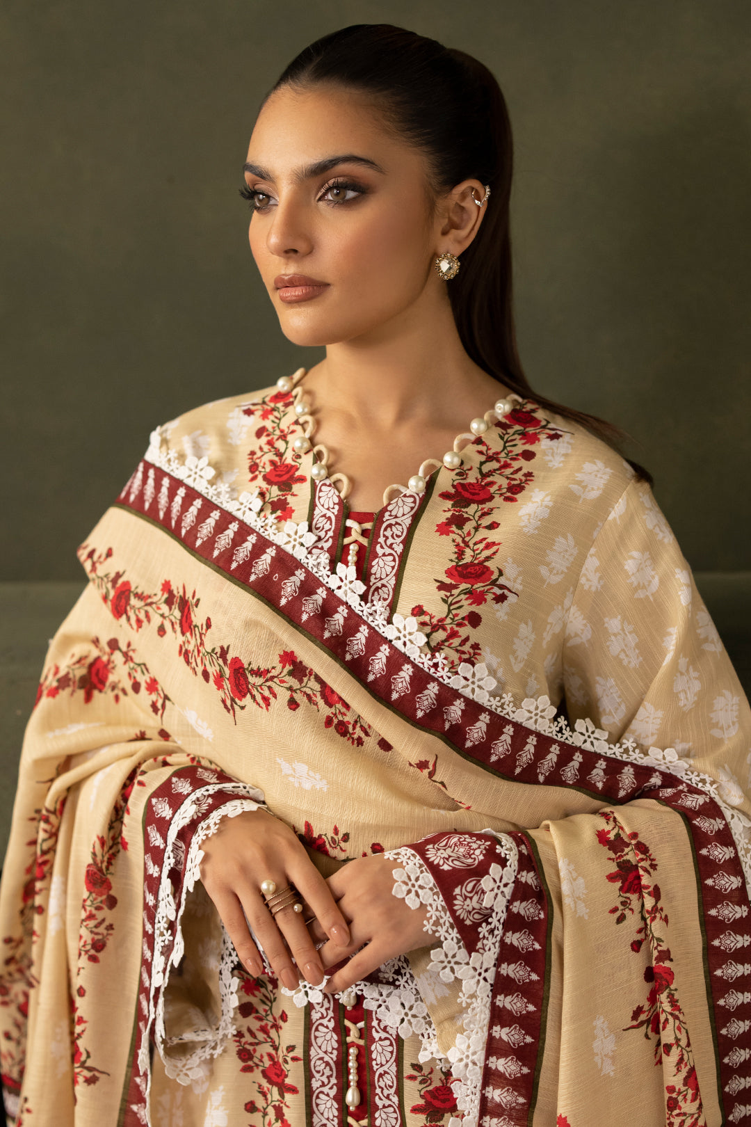 Zellbury | Unstitched 2 Piece Khaddar | Embroidered Shirt Dupatta - 0171 - Libasekhas