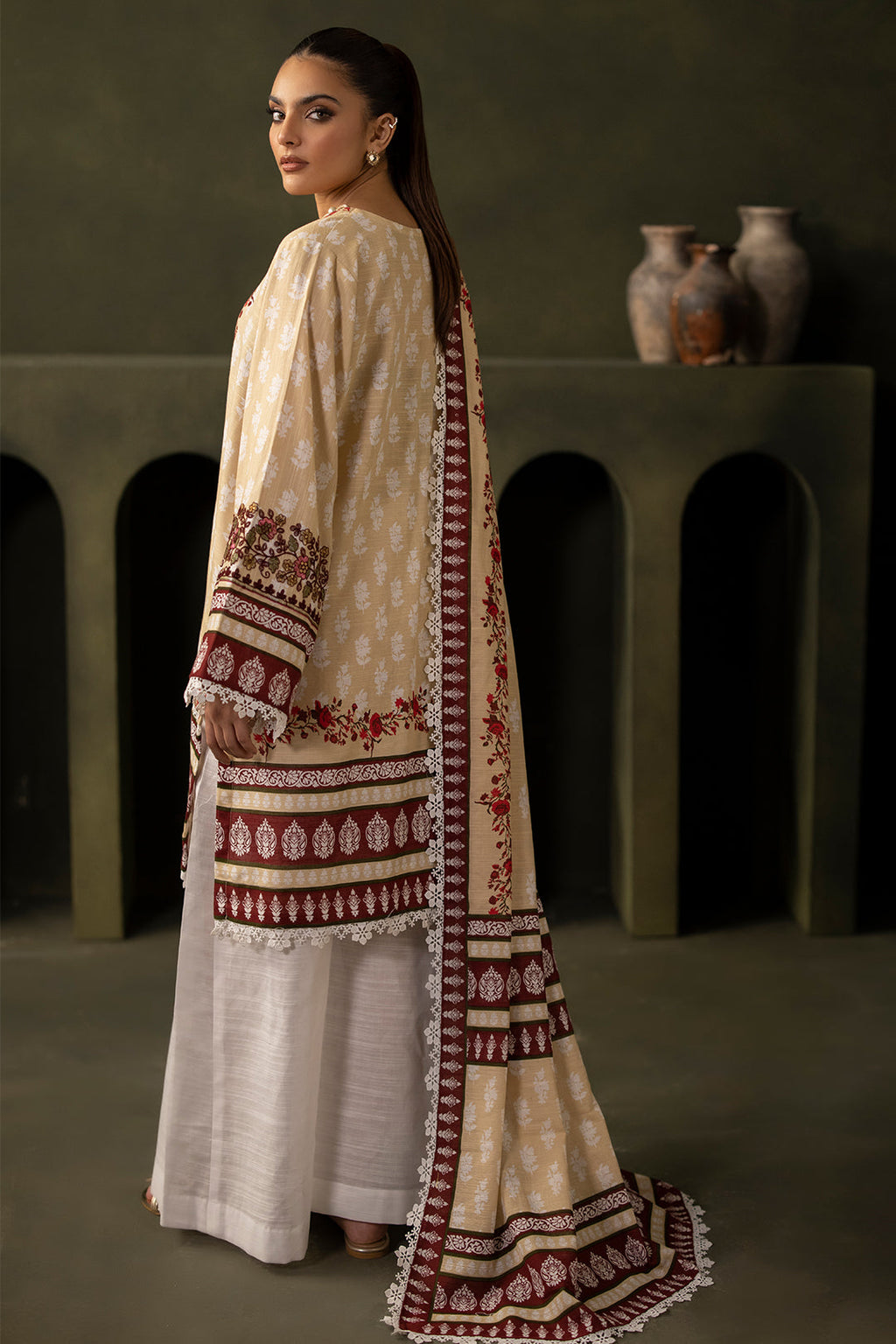 Zellbury | Unstitched 2 Piece Khaddar | Embroidered Shirt Dupatta - 0171 - Libasekhas