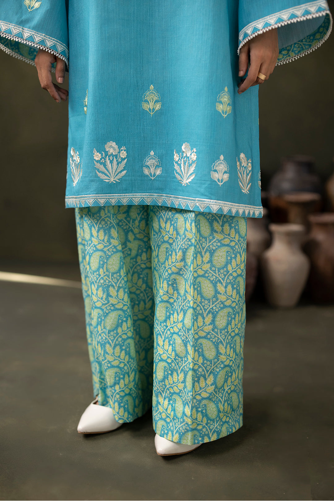 Zellbury | Unstitched 2 Piece Khaddar | Embroidered Shirt Shalwar - 0177 - Libasekhas
