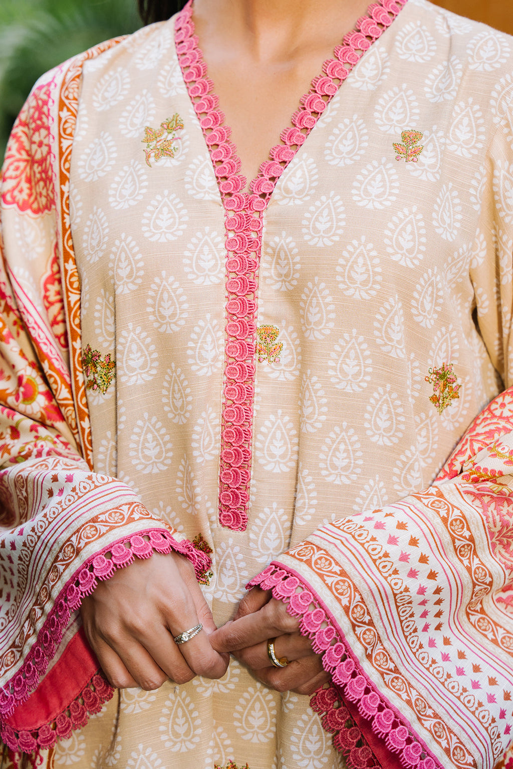 Zellbury | Unstitched 2 Piece Beige Color | Embroidered Shirt Dupatta - 0179 - Libasekhas