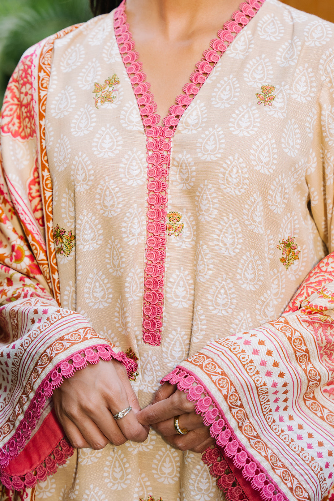 Zellbury | Unstitched 2 Piece Beige Color | Embroidered Shirt Dupatta - 0179 - Libasekhas
