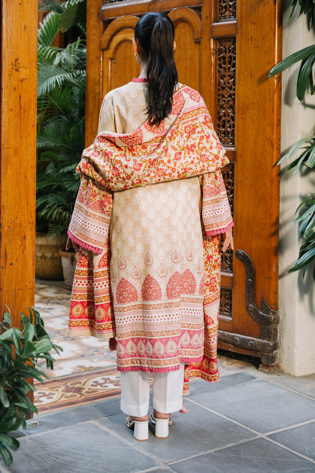 Zellbury | Unstitched 2 Piece Beige Color | Embroidered Shirt Dupatta - 0179 - Libasekhas