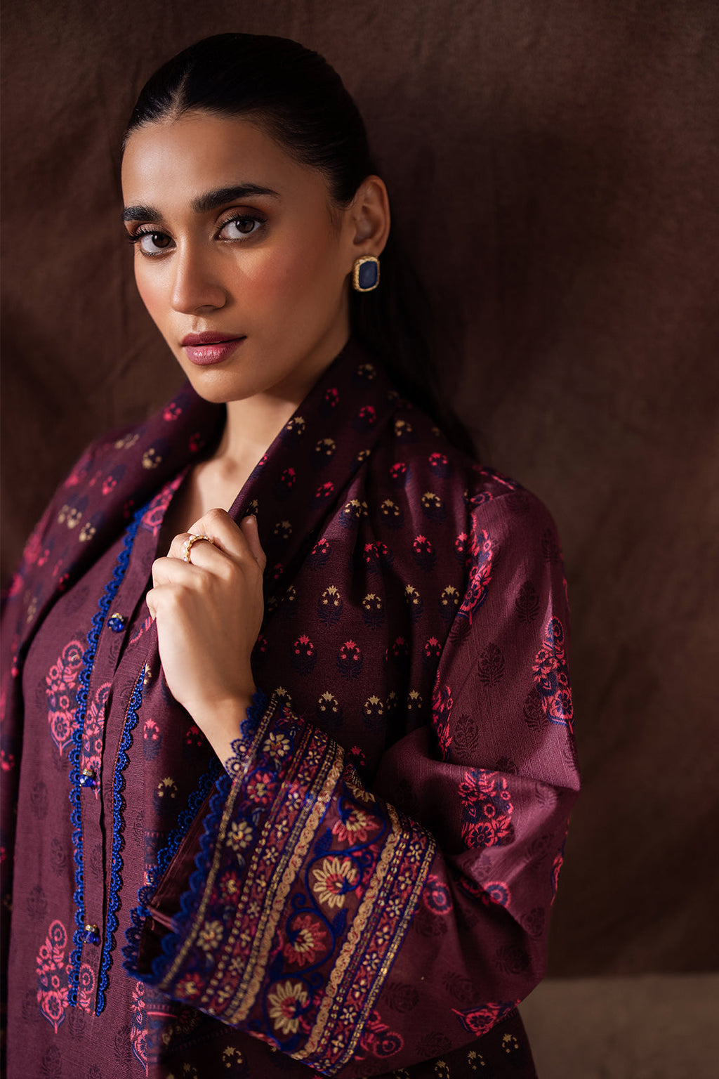 Zellbury | Unstitched 2 Piece Khaddar | Embroidered Shirt Dupatta - 0263 - Libasekhas