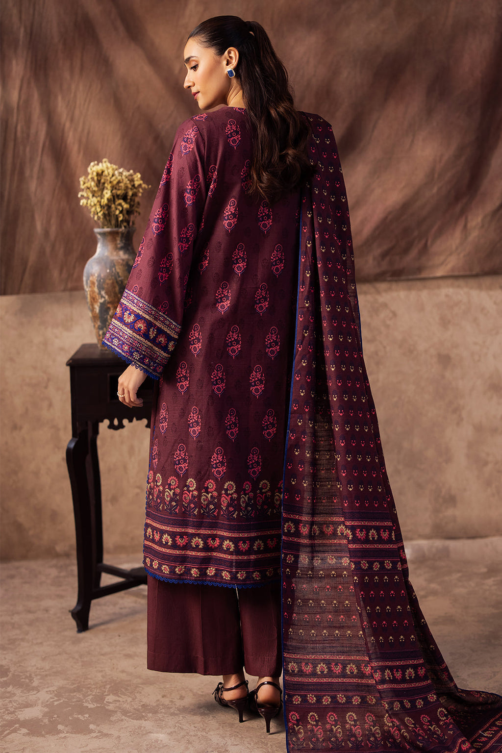 Zellbury | Unstitched 2 Piece Khaddar | Embroidered Shirt Dupatta - 0263 - Libasekhas