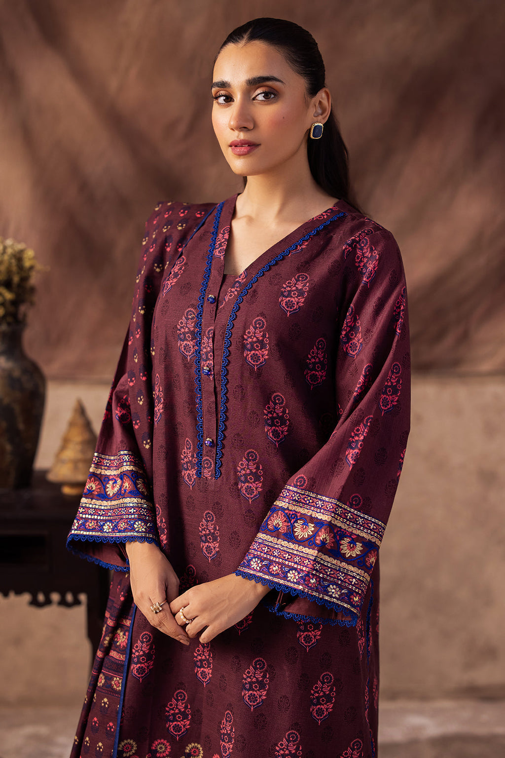 Zellbury | Unstitched 2 Piece Khaddar | Embroidered Shirt Dupatta - 0263 - Libasekhas