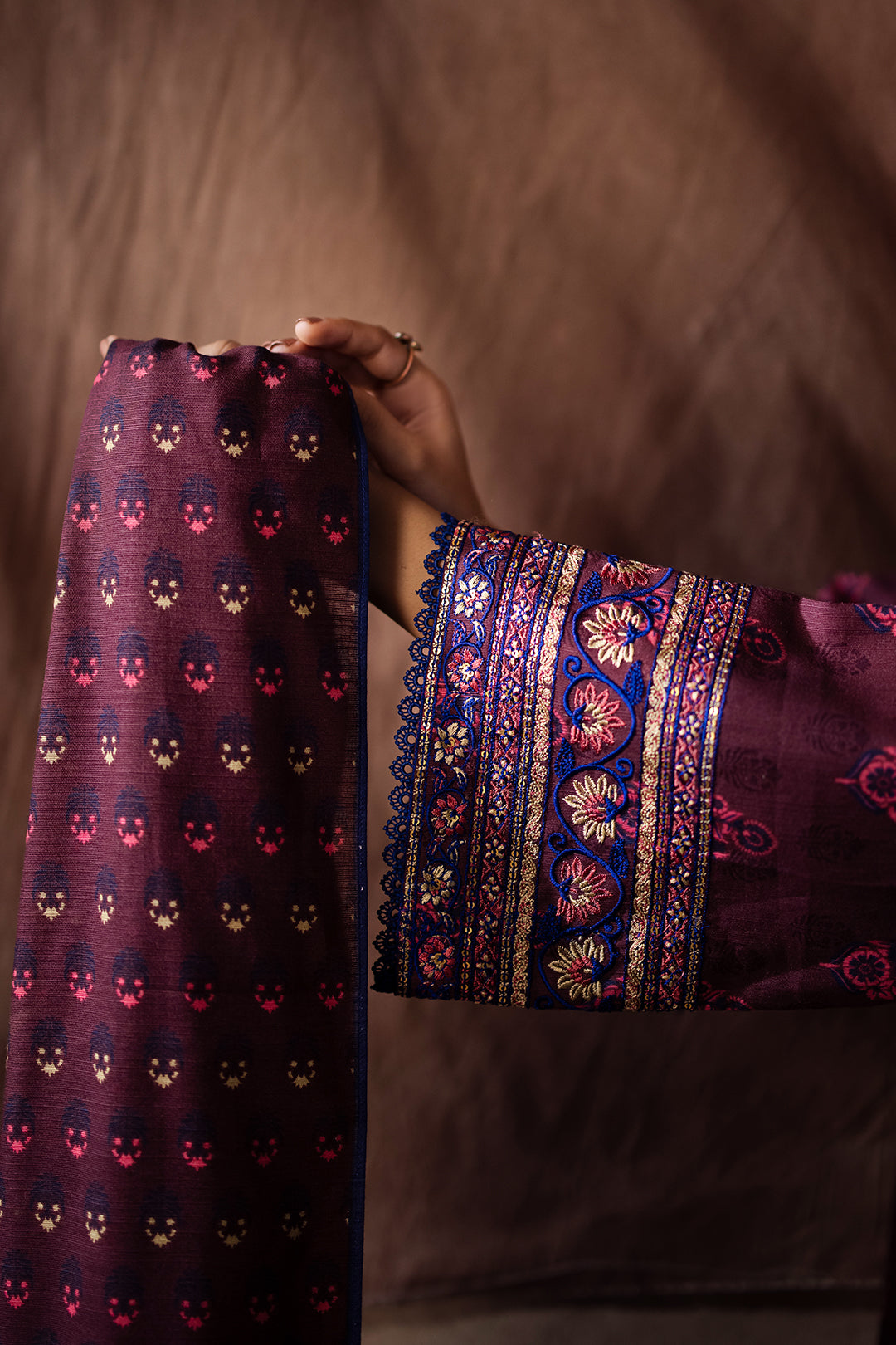 Zellbury | Unstitched 2 Piece Khaddar | Embroidered Shirt Dupatta - 0263 - Libasekhas