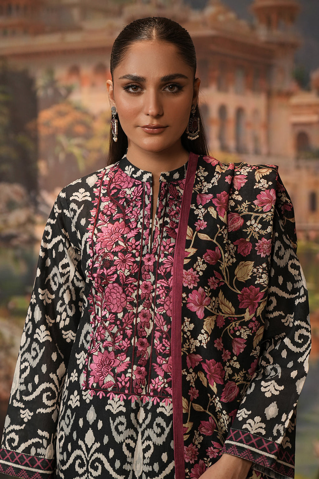 Zellbury | Unstitched 2 Piece Khaddar | Embroidered Shirt Dupatta - 0348 - Libasekhas