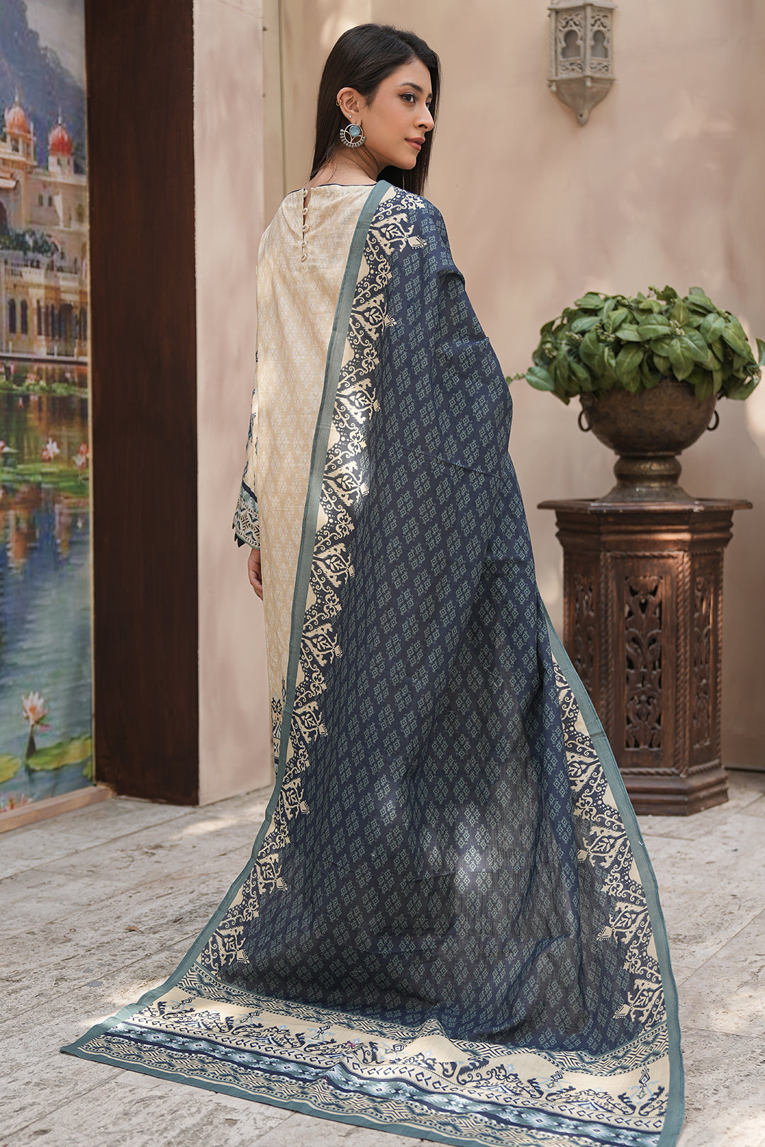 Zellbury | Unstitched 2 Piece Khaddar | Embroidered Shirt Dupatta - 0349 - Libasekhas