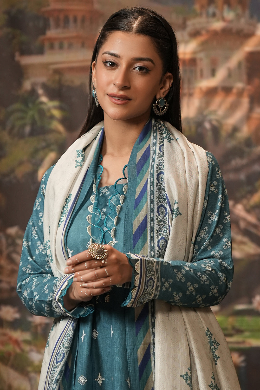 Zellbury | Unstitched 2 Piece Khaddar | Embroidered Shirt Dupatta - 0350 - Libasekhas