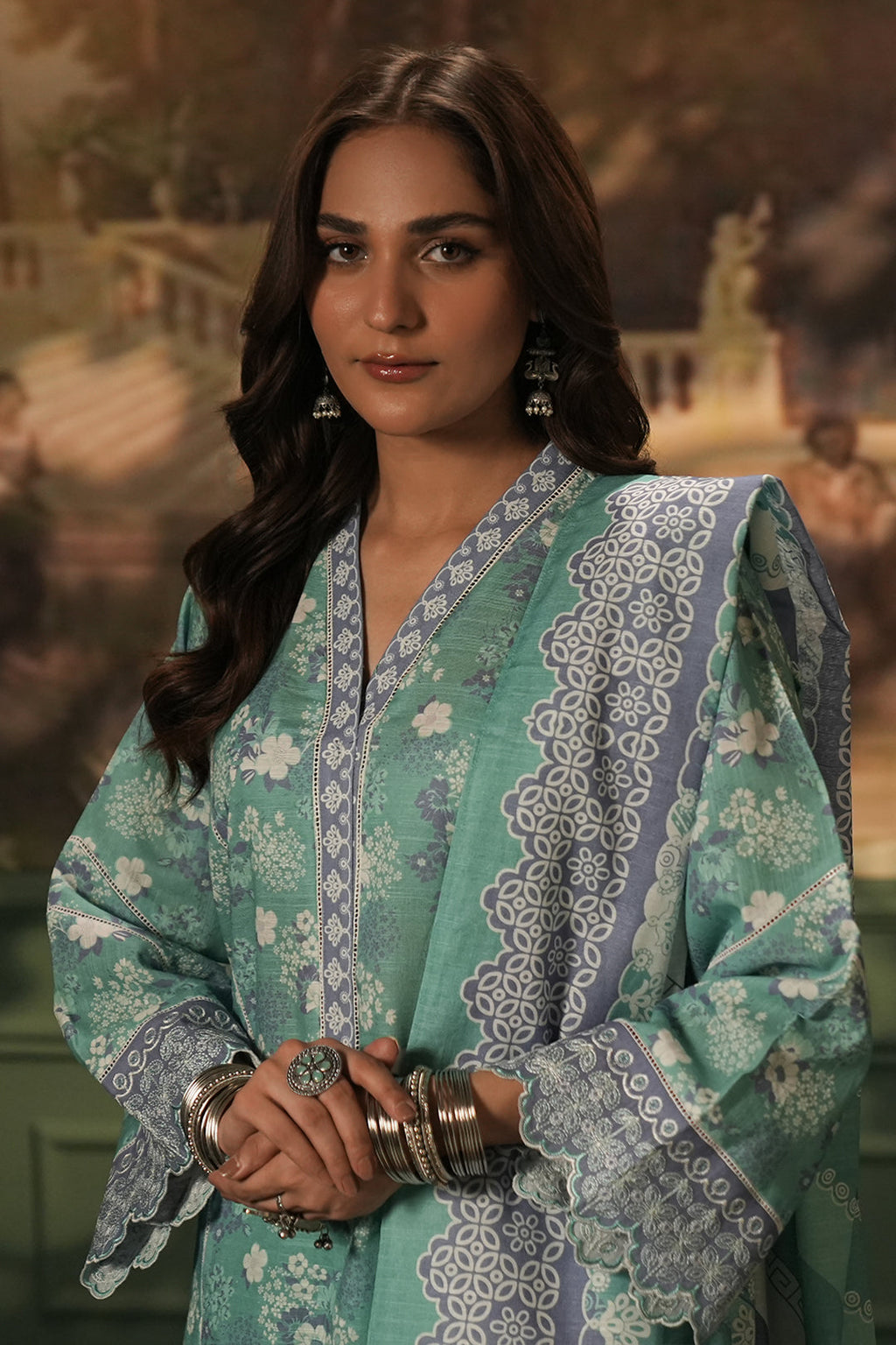 Zellbury | Unstitched 2 Piece Khaddar | Embroidered Shirt Dupatta - 0351 - Libasekhas