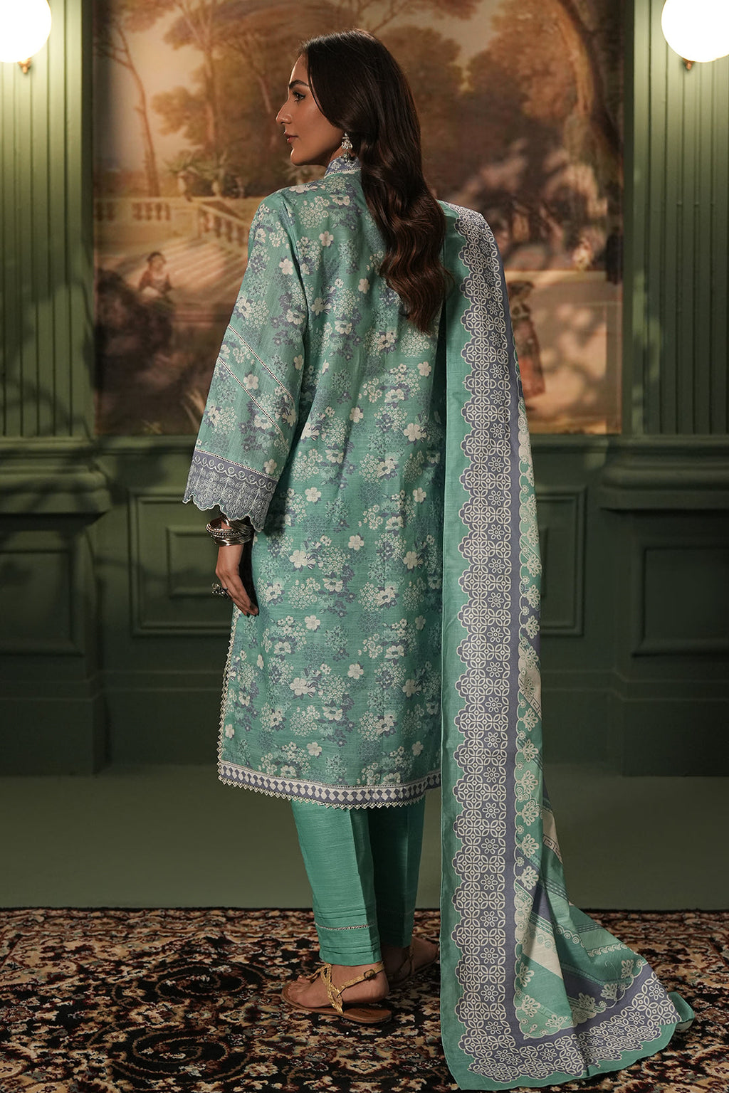 Zellbury | Unstitched 2 Piece Khaddar | Embroidered Shirt Dupatta - 0351 - Libasekhas