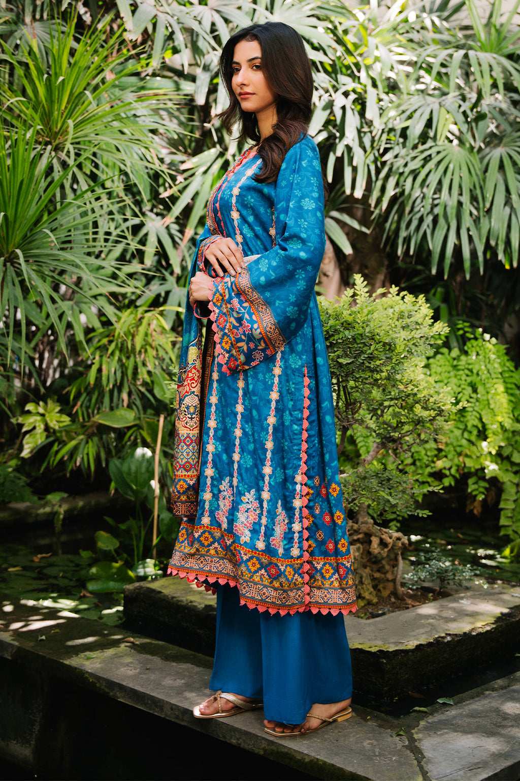 Zellbury | Unstitched 3 Piece Viscose | Embroidered Shirt Shalwar Dupatta - 0223 - Libasekhas