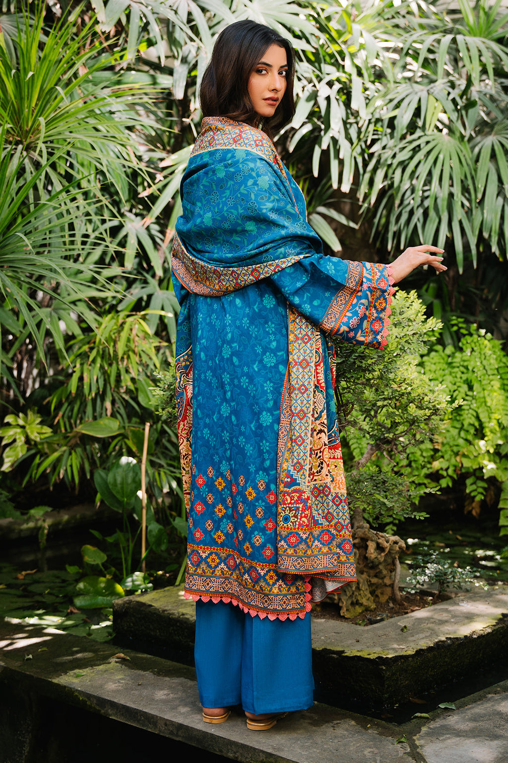 Zellbury | Unstitched 3 Piece Viscose | Embroidered Shirt Shalwar Dupatta - 0223 - Libasekhas