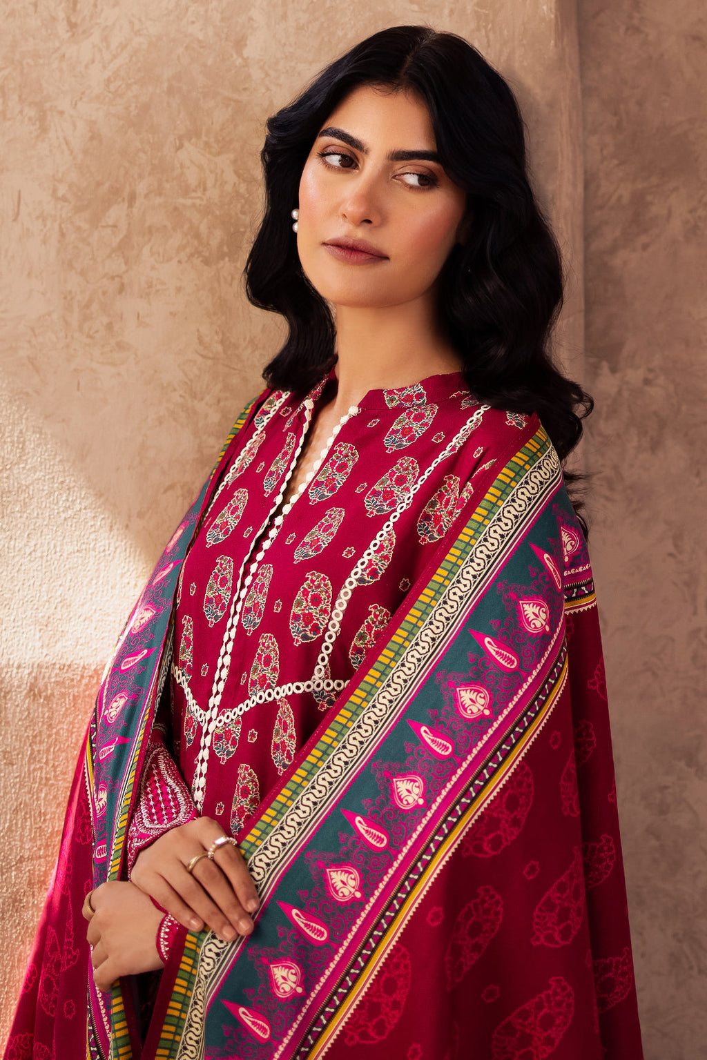 Zellbury | Unstitched 3 Piece Viscose | Embroidered Shirt Shalwar Dupatta - 0228 - Libasekhas