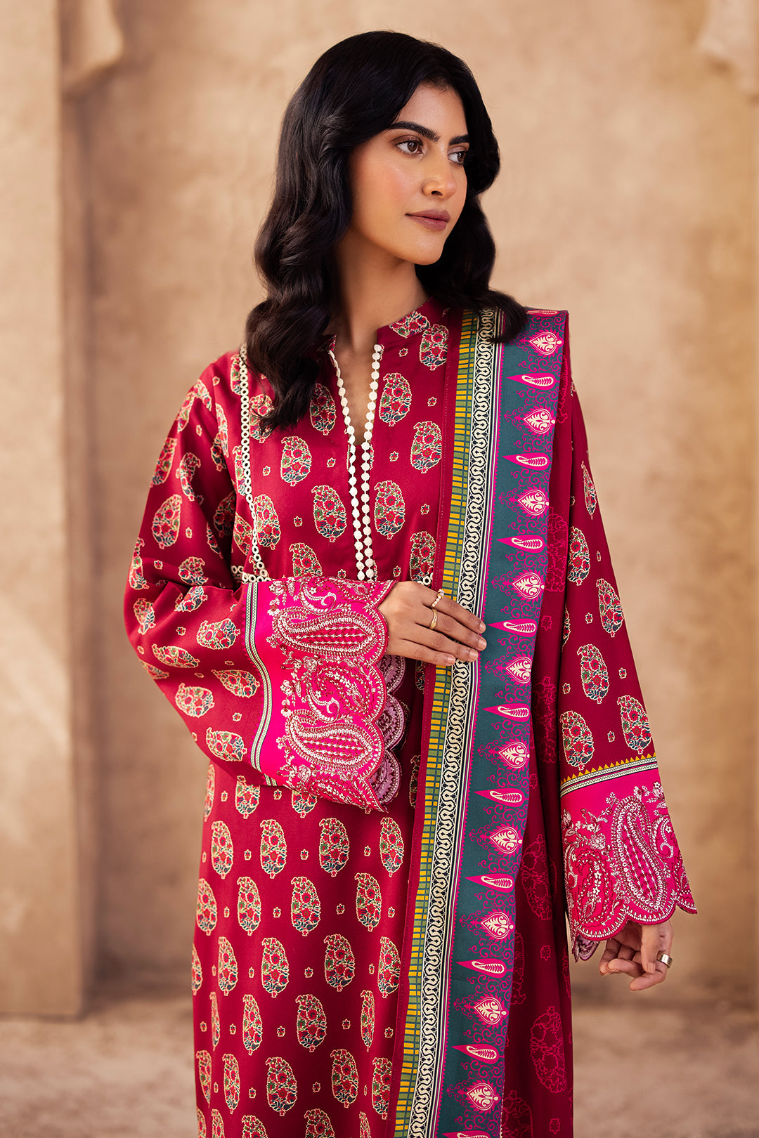 Zellbury | Unstitched 3 Piece Viscose | Embroidered Shirt Shalwar Dupatta - 0228 - Libasekhas