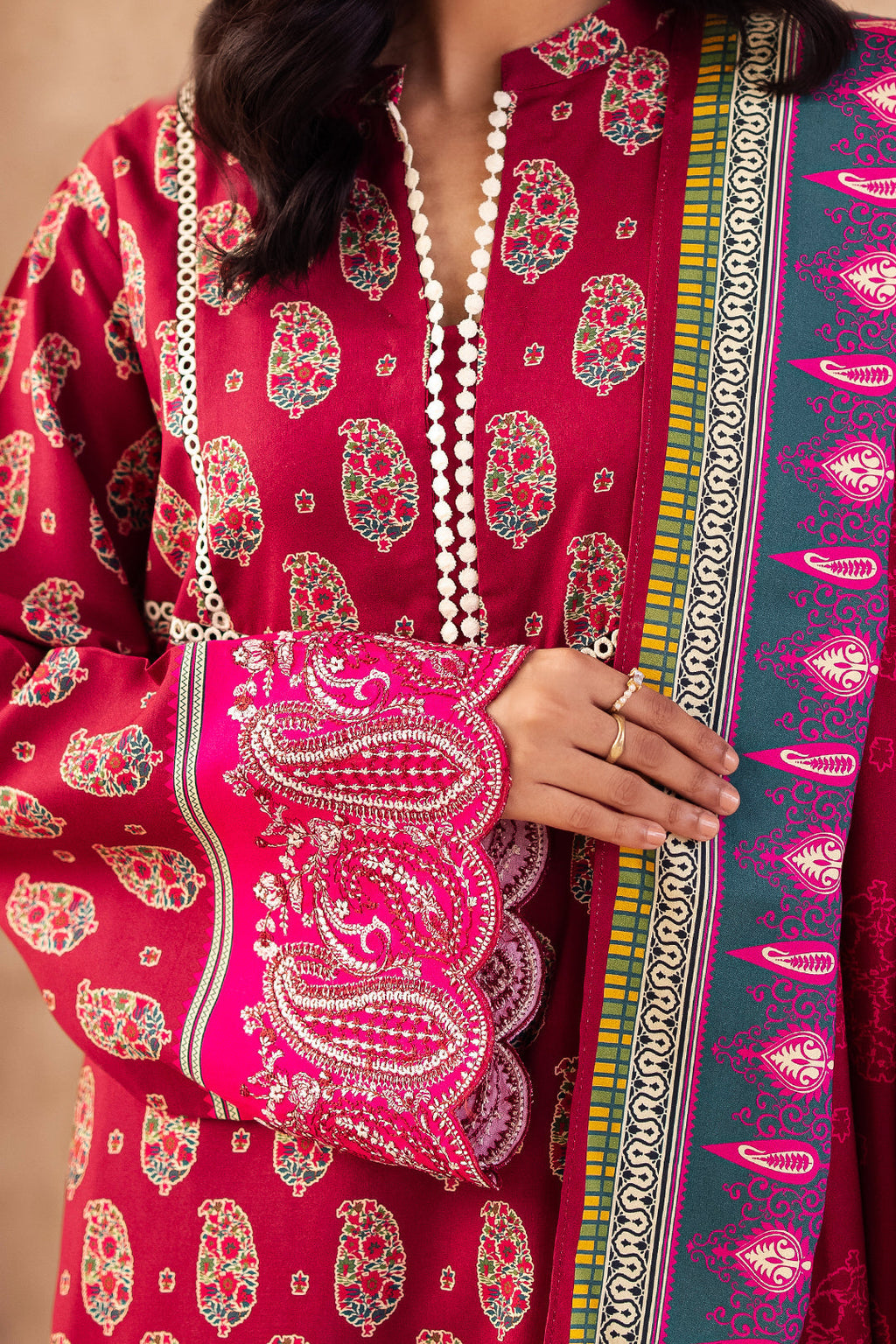 Zellbury | Unstitched 3 Piece Viscose | Embroidered Shirt Shalwar Dupatta - 0228 - Libasekhas