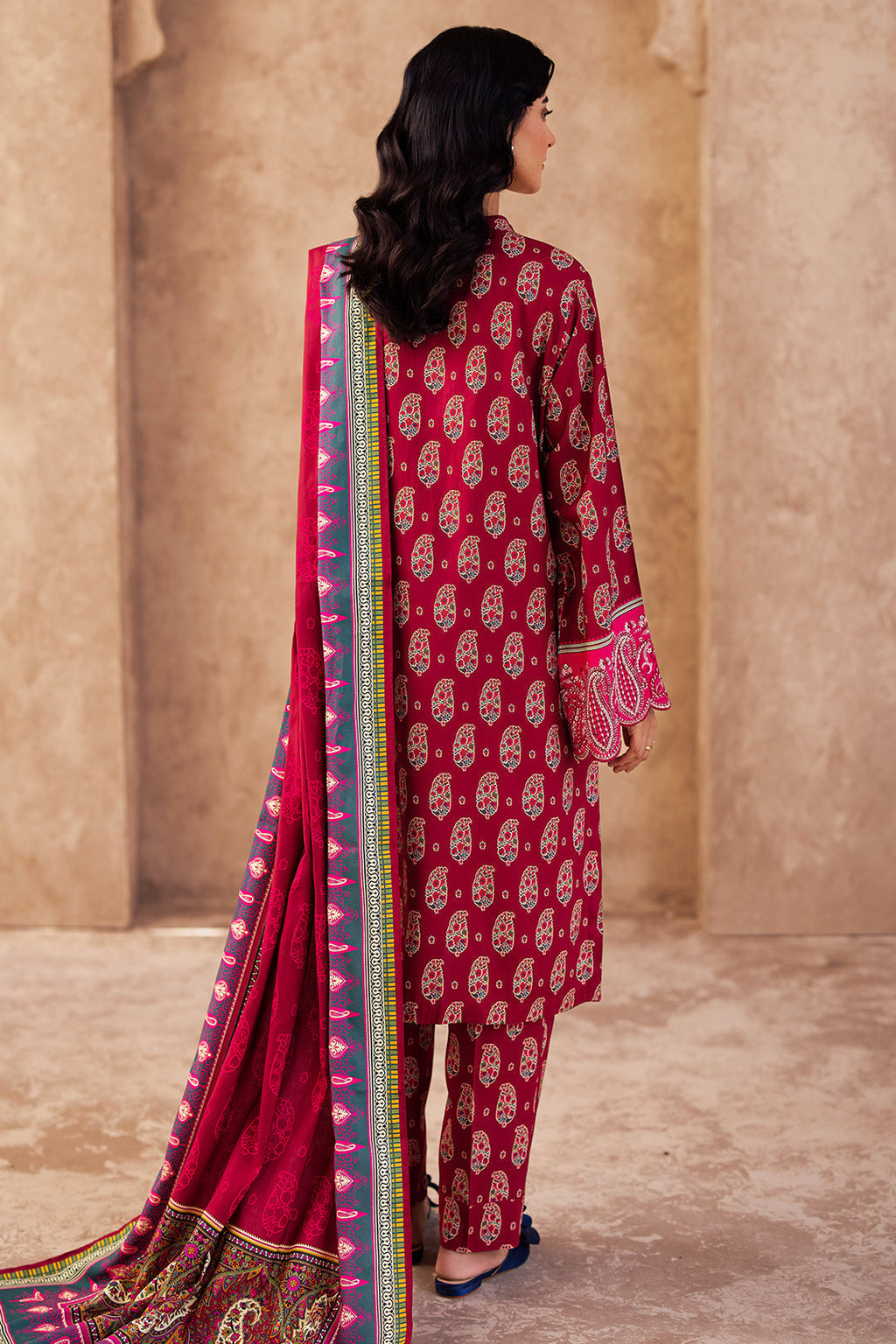 Zellbury | Unstitched 3 Piece Viscose | Embroidered Shirt Shalwar Dupatta - 0228 - Libasekhas