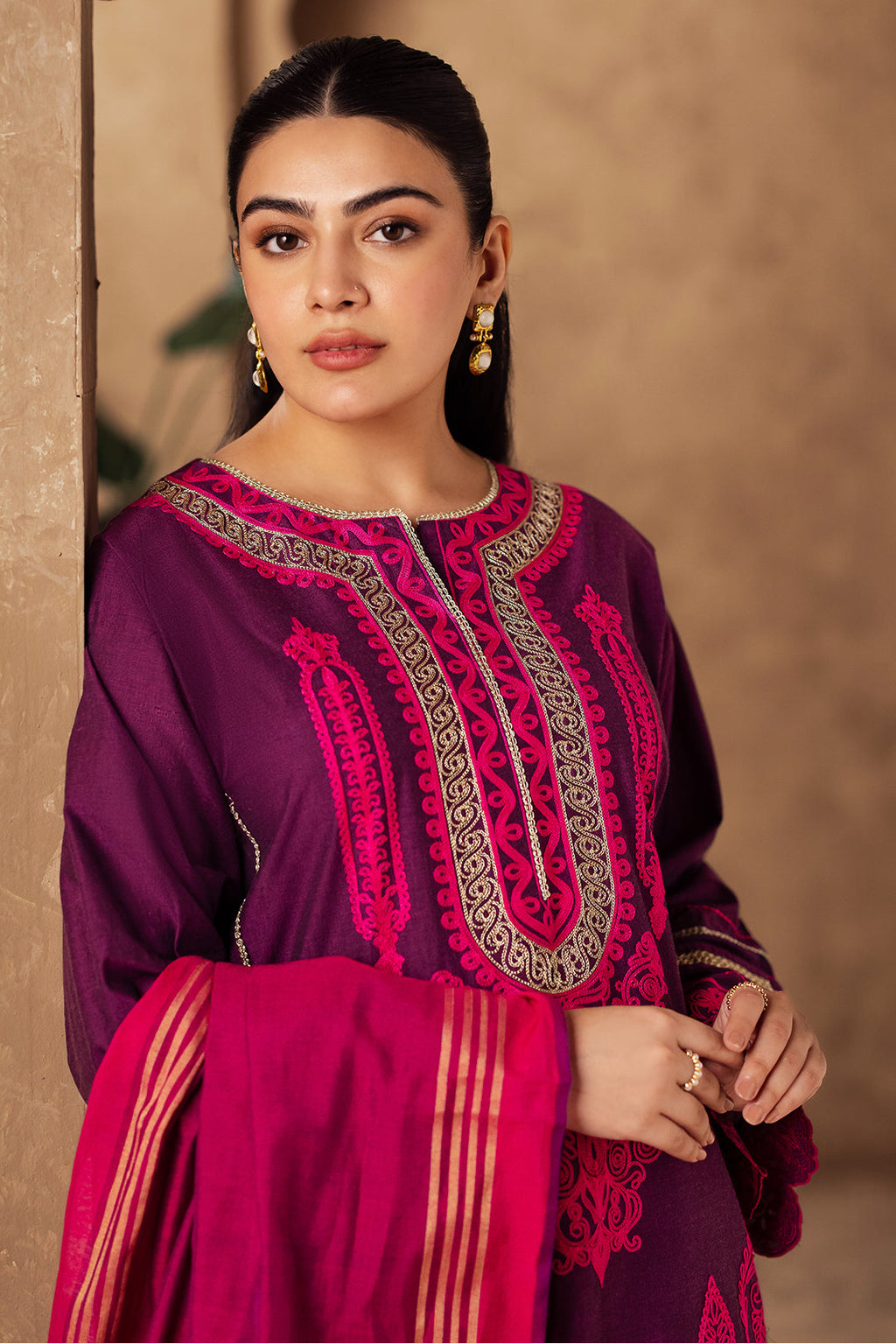 Zellbury | Unstitched 3 Piece Chambray | Embroidered Shirt Shalwar Dupatta - 0230 - Libasekhas
