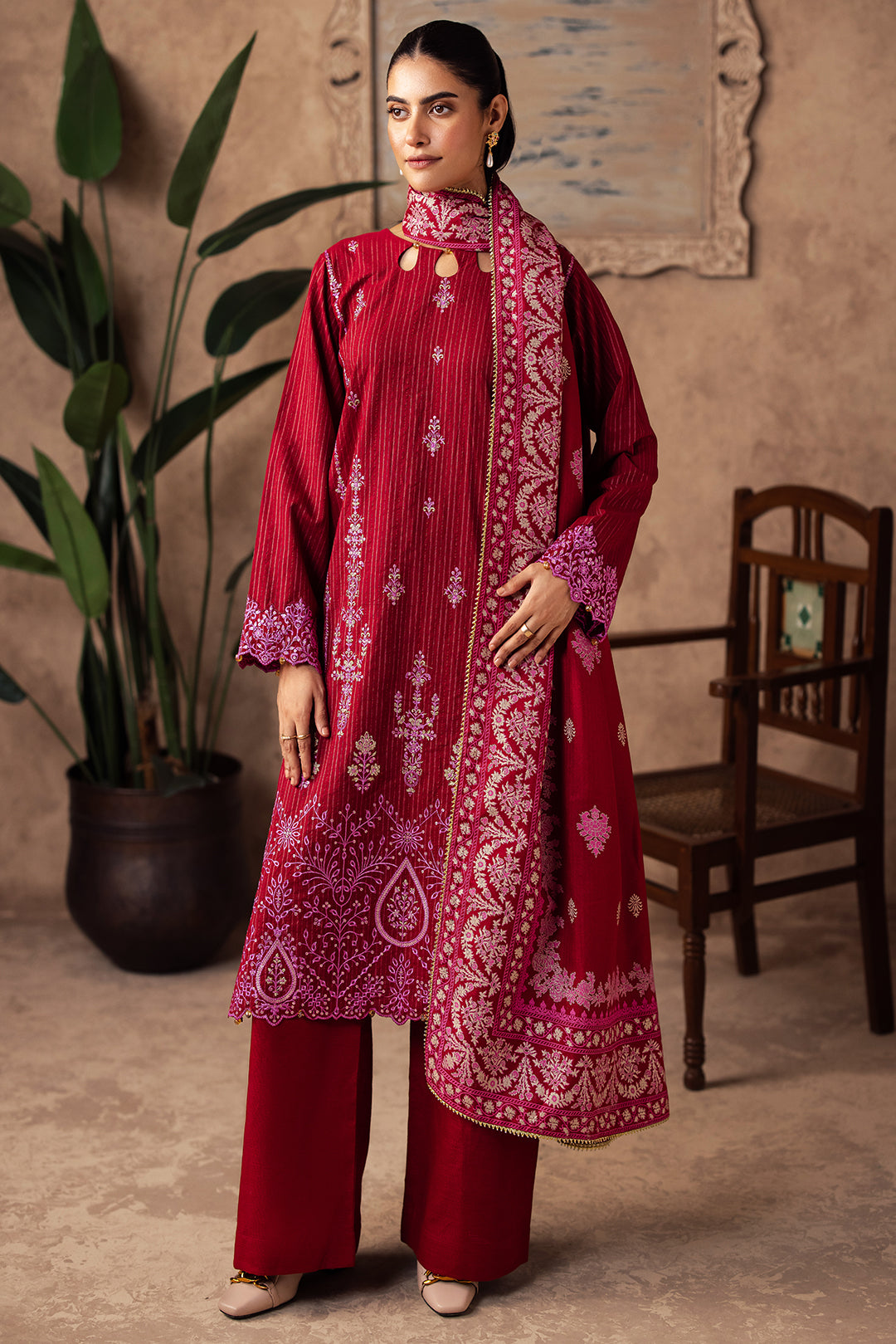 Zellbury | Unstitched 3 Piece Khaddar | Embroidered Shirt Shalwar Shawl - 0231 - Libasekhas