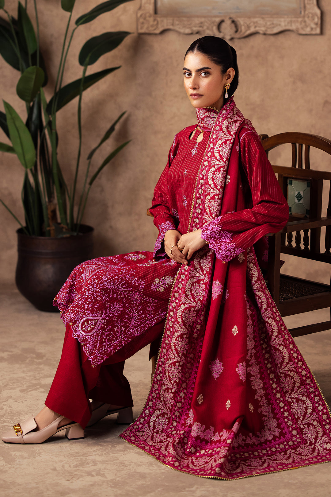 Zellbury | Unstitched 3 Piece Khaddar | Embroidered Shirt Shalwar Shawl - 0231 - Libasekhas