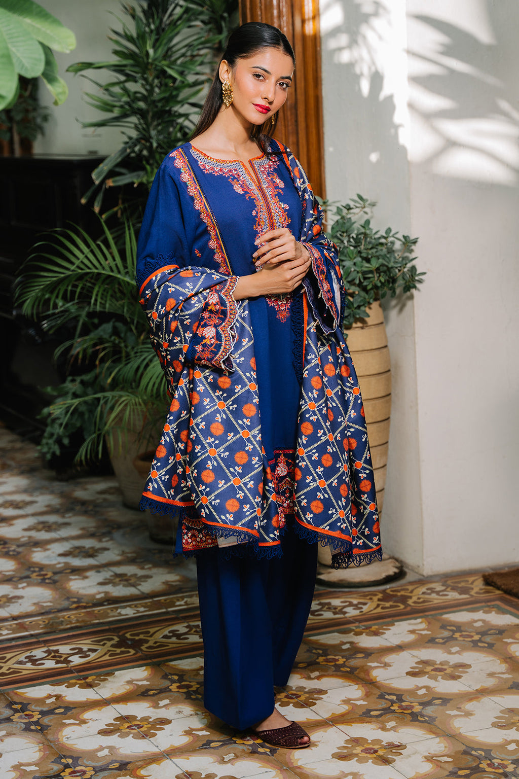 Zellbury | Unstitched 3 Piece Cotail | Embroidered Shirt Shalwar Dupatta - 0245 - Libasekhas