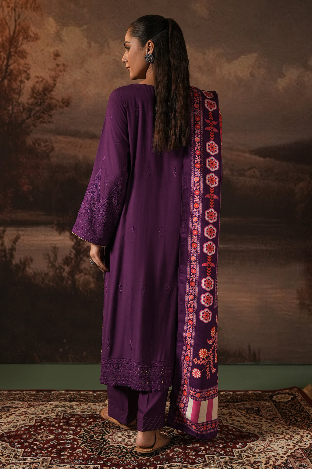 Zellbury | Unstitched 3 Piece Viscose | Embroidered Shirt Shalwar Shawl - 0248 - Libasekhas