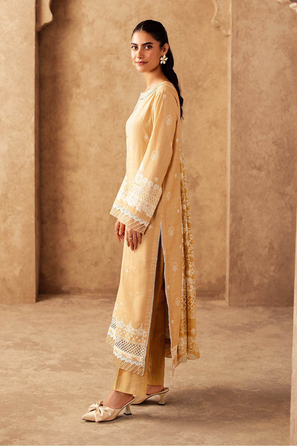 Zellbury | Unstitched 3 Piece Khaddar | Embroidered Shirt Shalwar Shawl - 0310 - Libasekhas