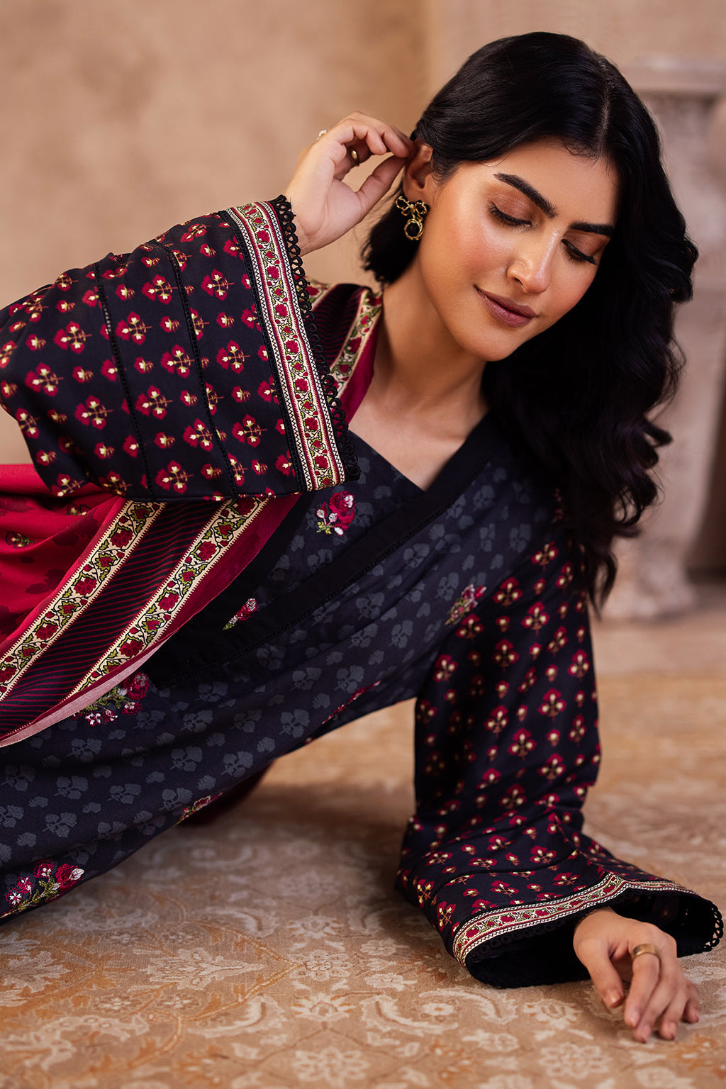 Zellbury | Unstitched 3 Piece Viscose | Embroidered Shirt Shalwar Dupatta - 0314 - Libasekhas