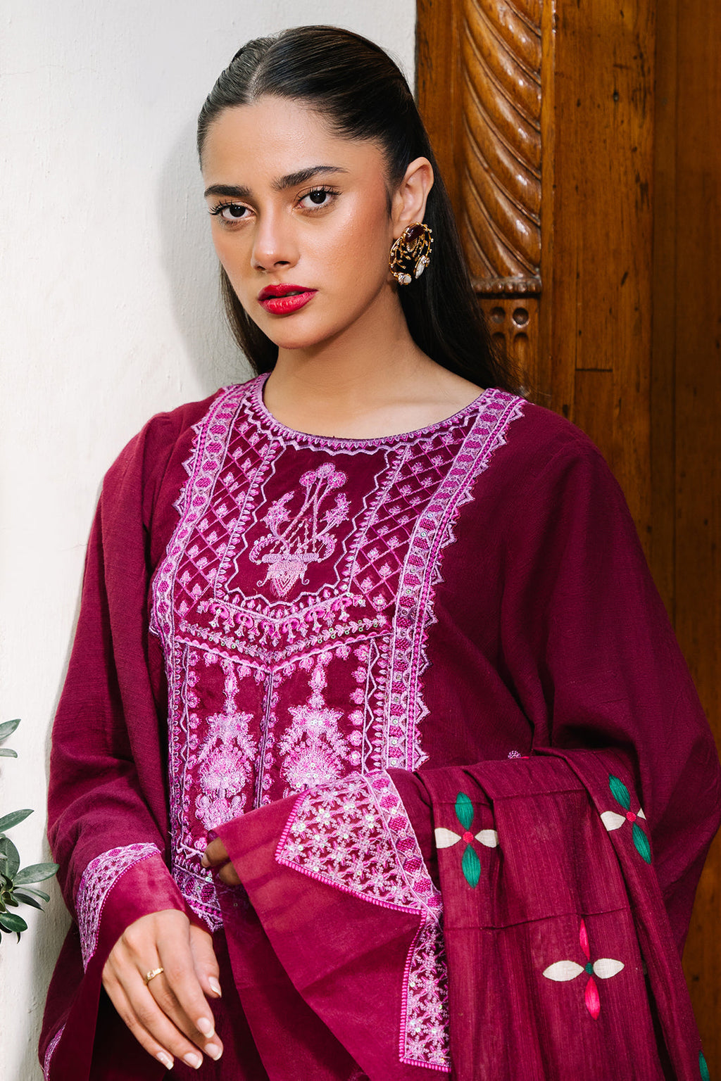 Zellbury | Unstitched 3 Piece Khaddar | Embroidered Shirt Shalwar Dupatta - 0319 - Libasekhas