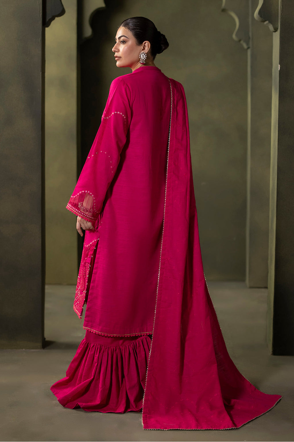 Zellbury | Unstitched 3 Piece Khaddar | Embroidered Shirt Shalwar Dupatta - 0320 - Libasekhas