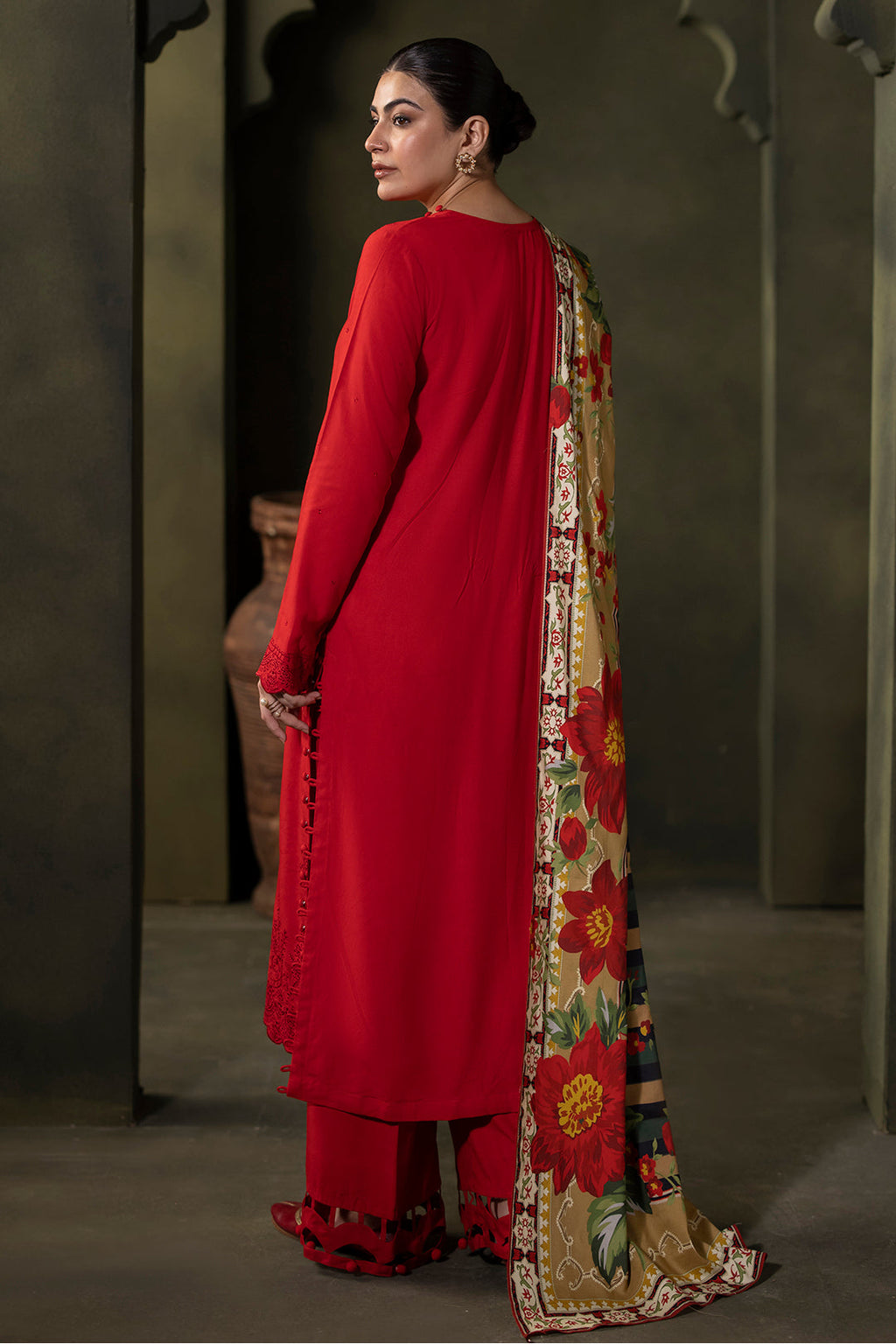 Zellbury | Unstitched 3 Piece Viscose | Embroidered Shirt Shalwar Dupatta - 0324 - Libasekhas