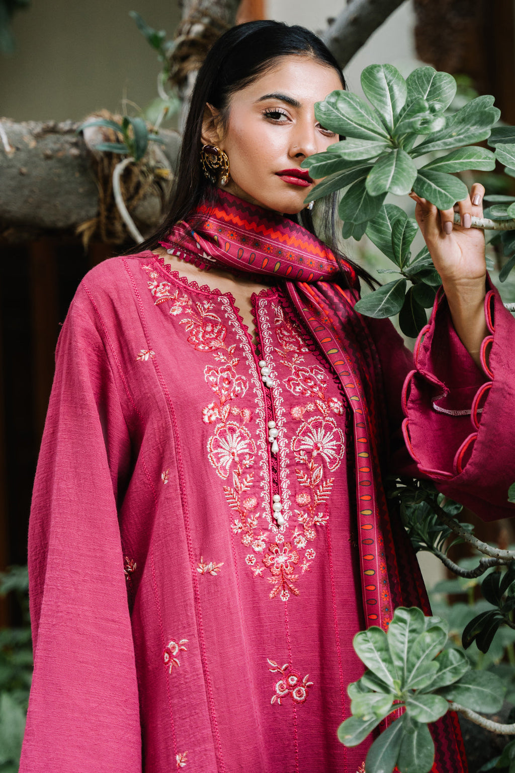 Zellbury | Unstitched 3 Piece Khaddar | Embroidered Shirt Shalwar Dupatta - 0328 - Libasekhas