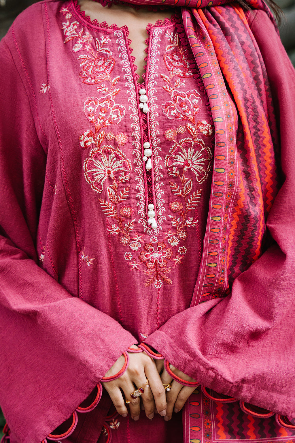 Zellbury | Unstitched 3 Piece Khaddar | Embroidered Shirt Shalwar Dupatta - 0328 - Libasekhas