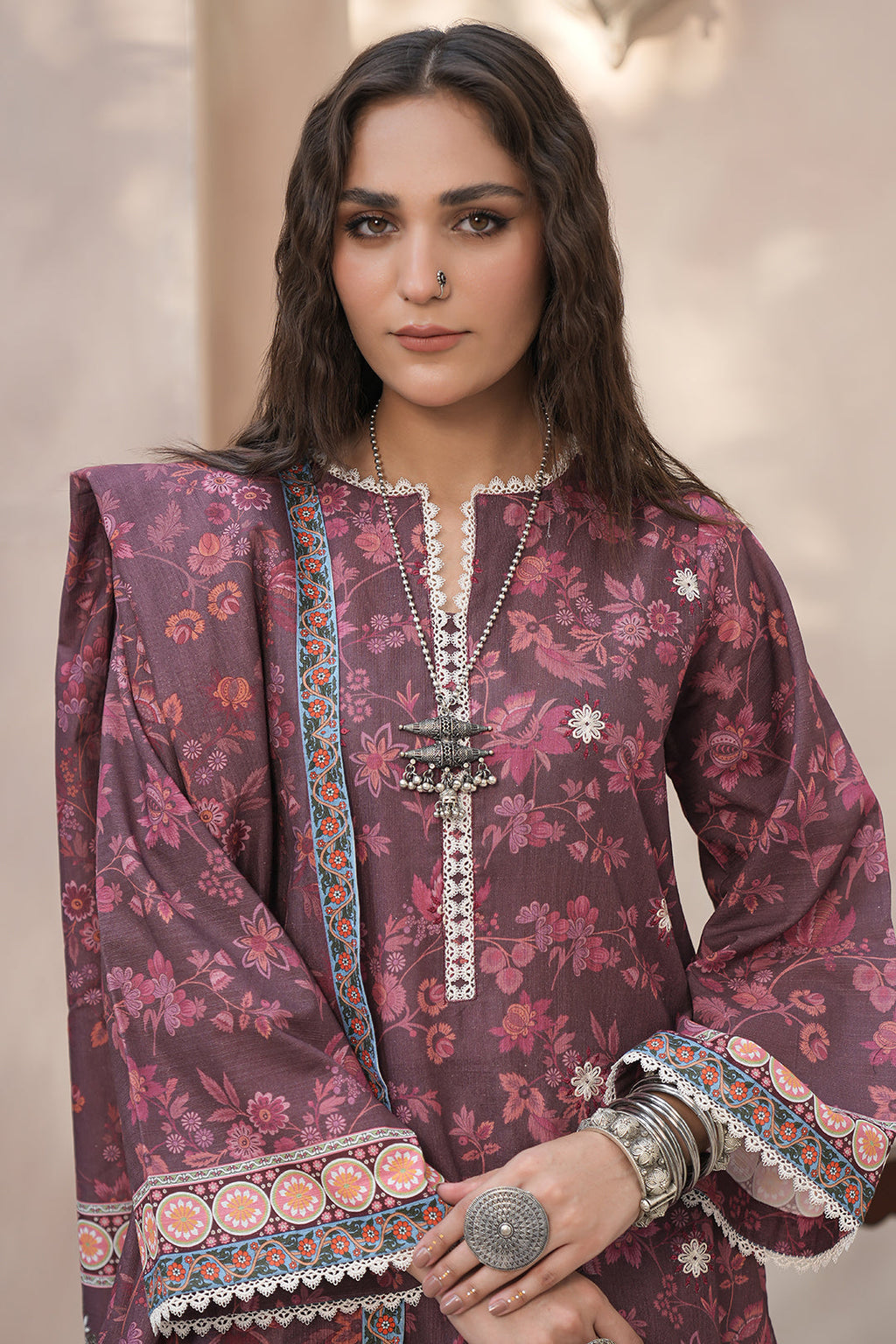 Zellbury | Unstitched 3 Piece Khaddar | Embroidered Shirt Shalwar Dupatta - 0402 - Libasekhas