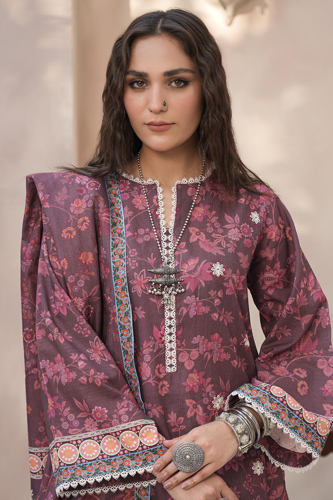 Zellbury | Unstitched 3 Piece Khaddar | Embroidered Shirt Shalwar Dupatta - 0402 - Libasekhas