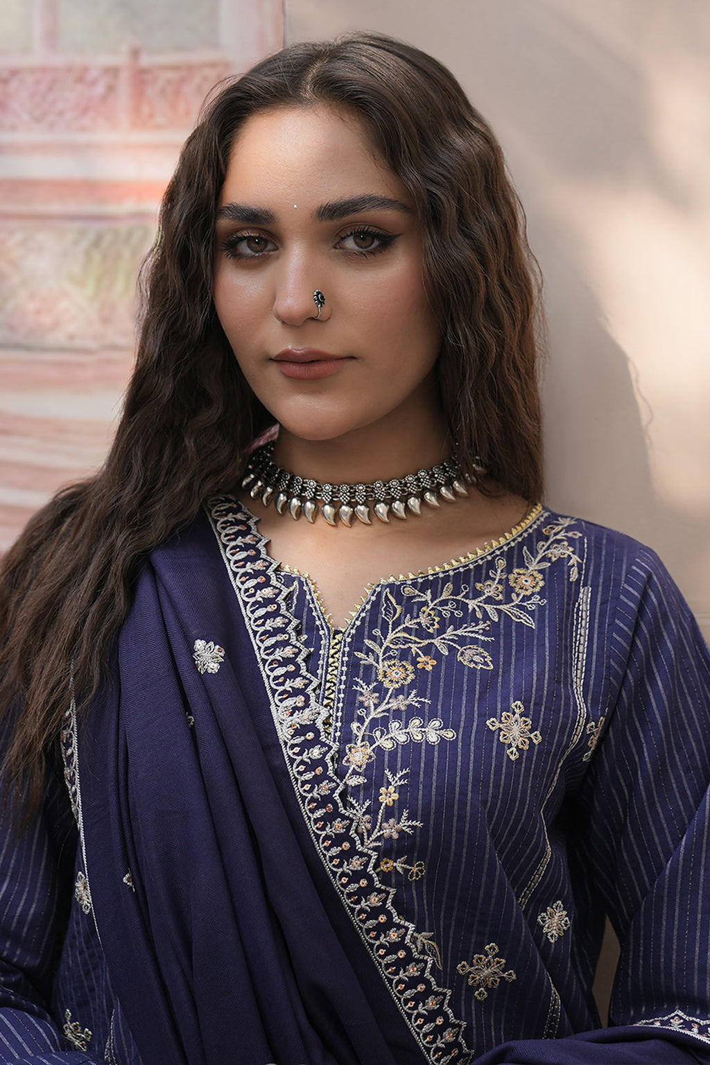 Zellbury | Unstitched 3 Piece Khaddar | Embroidered Shirt Shalwar Shawl - 0409 - Libasekhas