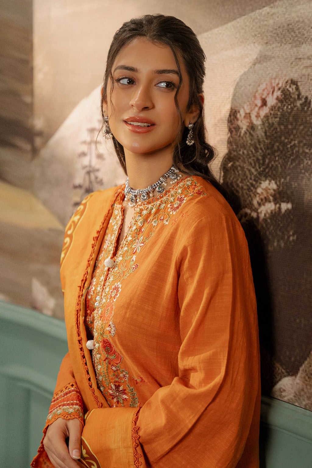 Zellbury | Unstitched 3 Piece Khaddar | Embroidered Shirt Shalwar Dupatta - 0413 - Libasekhas