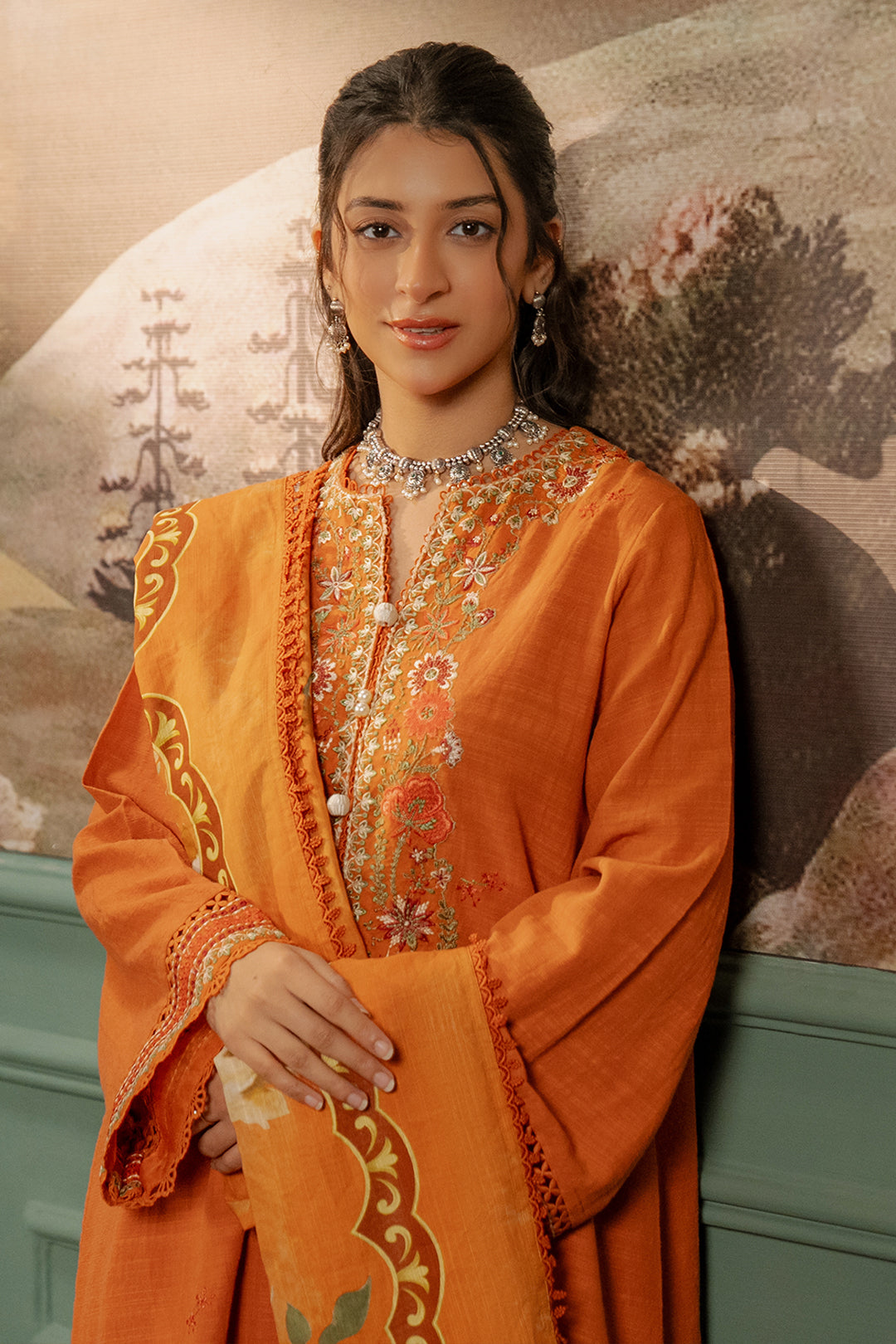 Zellbury | Unstitched 3 Piece Khaddar | Embroidered Shirt Shalwar Dupatta - 0413 - Libasekhas