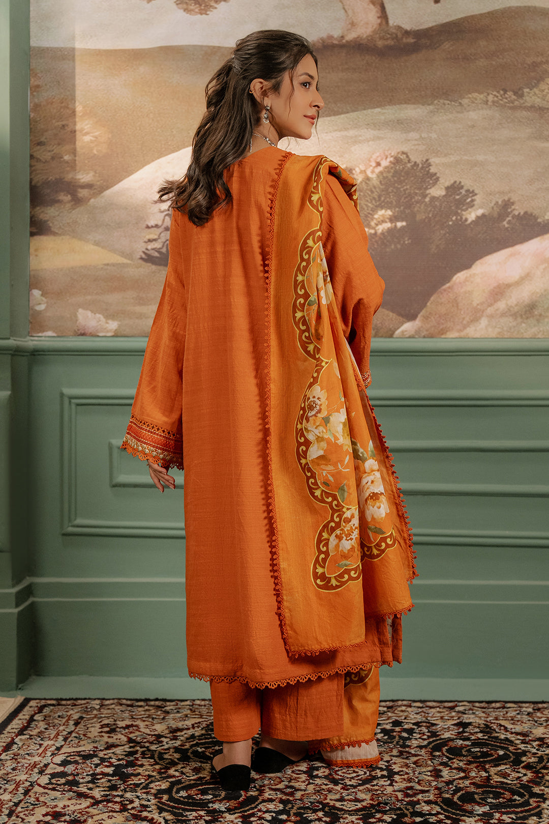 Zellbury | Unstitched 3 Piece Khaddar | Embroidered Shirt Shalwar Dupatta - 0413 - Libasekhas