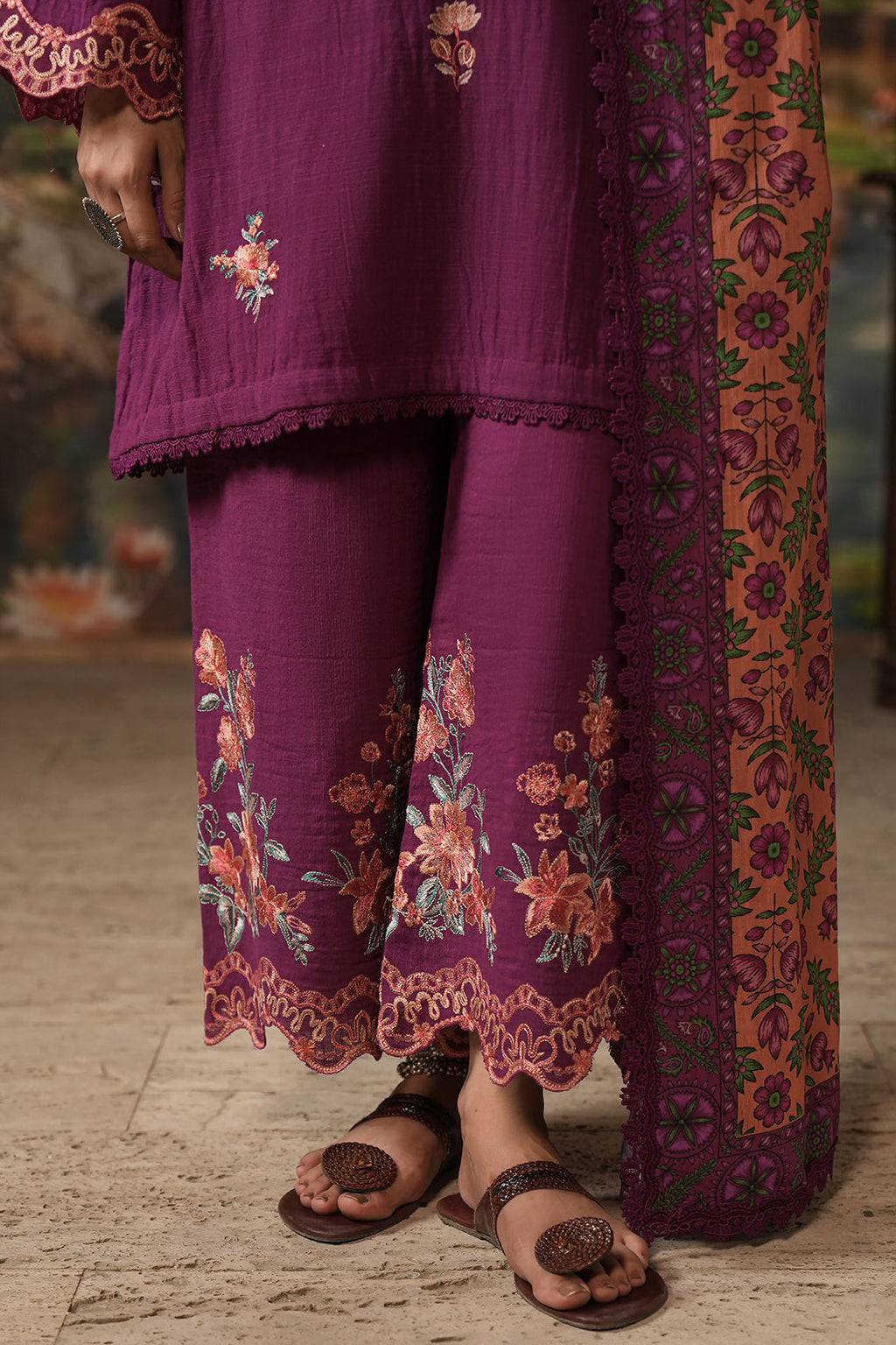 Zellbury | Unstitched 3 Piece Khaddar | Embroidered Shirt Shalwar Dupatta - 0487 - Libasekhas