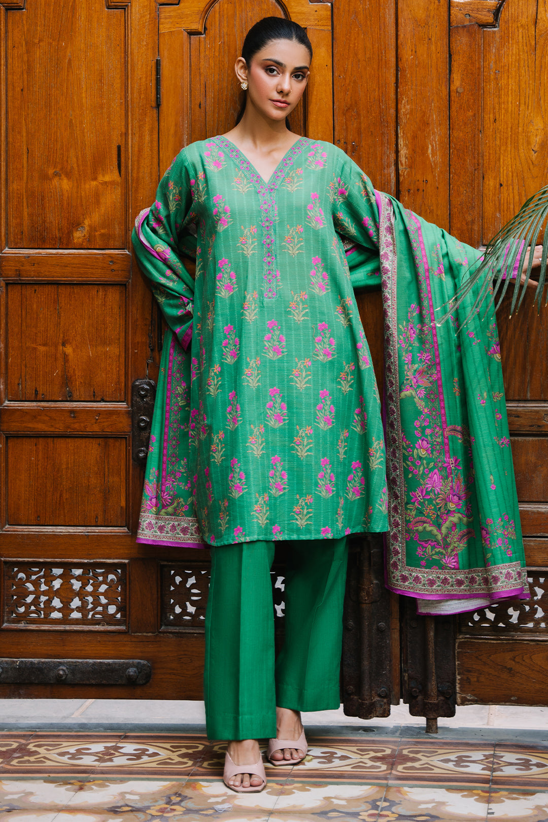 Zellbury | Unstitched 2 Piece Khaddar | Shirt Dupatta - 0159 - Libasekhas