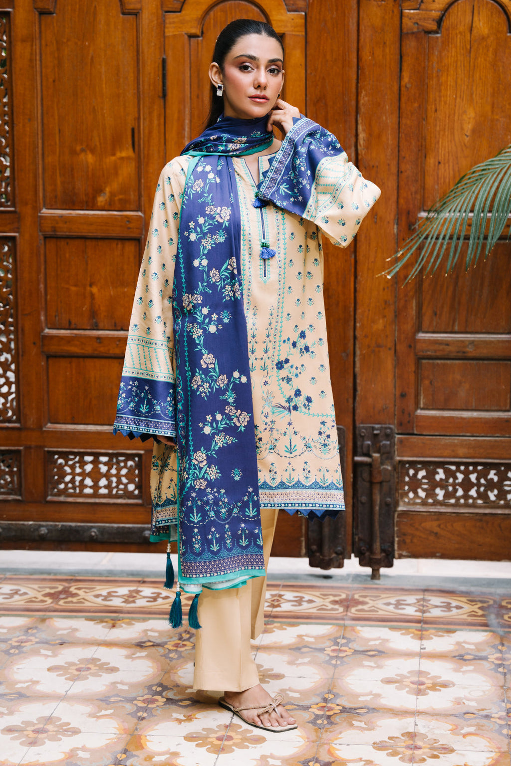 Zellbury | Unstitched 2 Piece Viscose | Shirt Dupatta - 0161 - Libasekhas
